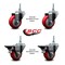 Service Caster 3 Inch Red Polyurethane 38 Inch Threaded Stem Caster Set 2 Brakes SCC SCC-TS20S314-PPUB-RED-381615-2-PLB-2 - alternate 3